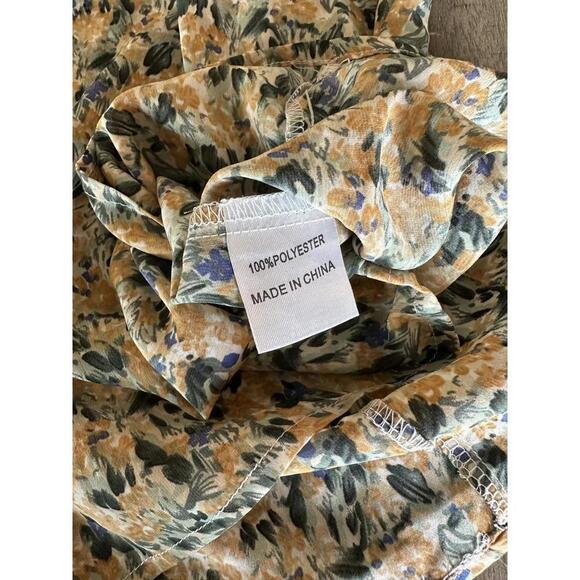 Hello Molly Love First Bell Sleeve Mini Dress in Orange/Sage Floral size Small​ - Picture 12 of 15